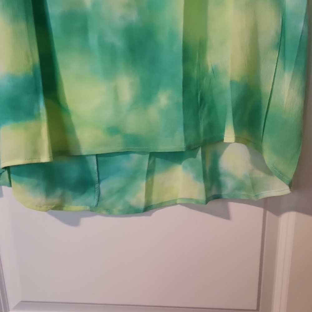 NWT- Womens Umgee Green and Yellow Tye Die Boxy Short Sleeve Blouse Size Large - Picture 5 of 6